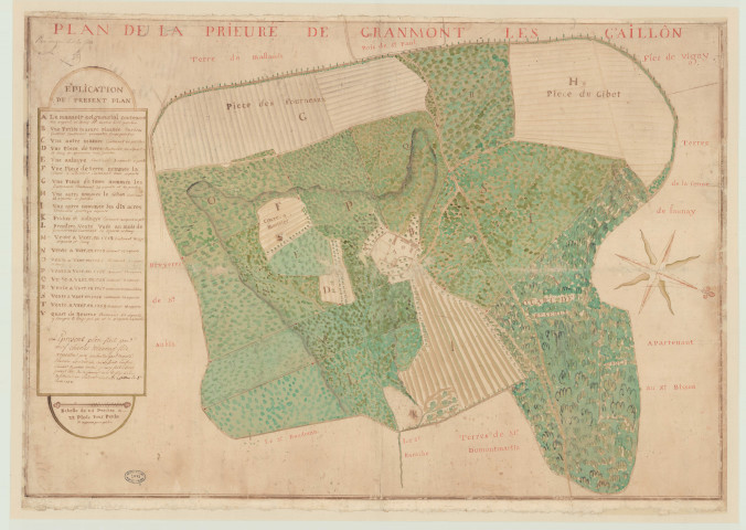 Gaillon - 1- "Plan particulier des différents cantons qui se trouvent enclavés dans la châtellenie de Gaillon…". * 2- "Plan de la Prieuré de Grammont-lès-Gaillon". *