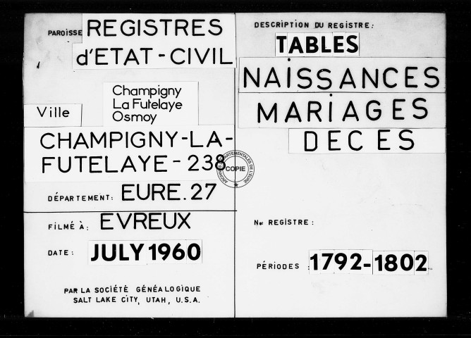 Tables (1792-1902)