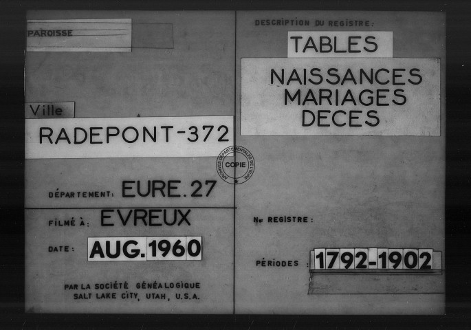 Tables (1792-1902)