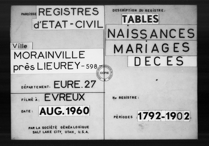 Tables (1792-1902)