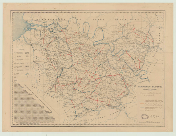 Carte du département de l'Eure. Service vicinal