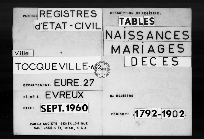 Tables (1792-1902)