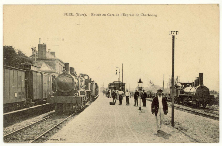 Bueil. Entrée en Gare de l'Express de Cherbourg.