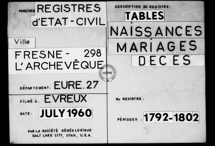 Tables (1792-1902)