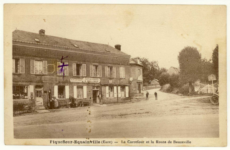 Fiquefleur-Equainville. Le Carrefour et la Route de Beuzeville.