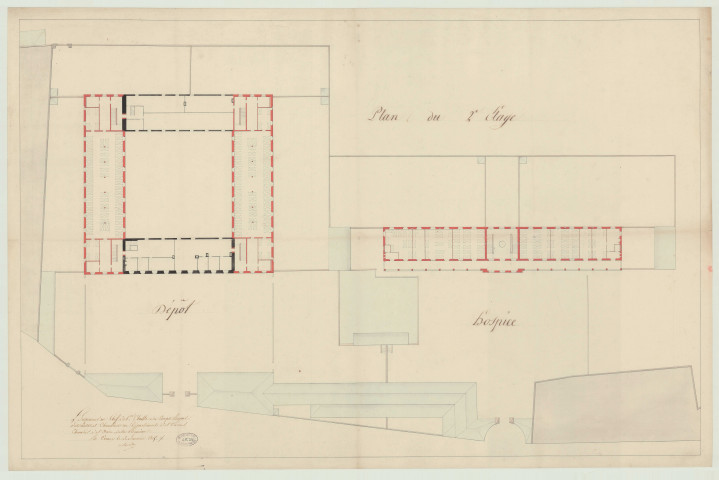 Evreux _Hospice rue Saint-Louis. Projet 3 _ " Dépôt de mendicité et l'hospice " .
