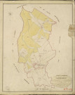 Haye-Malherbe (La). Tableau d'assemblage du plan parcellaire de la commune de La Haye Malherbe. _ Canton de Louviers - Louviers - Eure. _ Terminé sur le terrain le... 1823, sous l'administration de M. le Vicomte Raymond Delaitre, Préfet - de M. De Guenet, Maire, et sous la direction de M. Boullenger, Directeur des contributions directes. _ M. Hautier, géomètre en chef. _ Par M. Meunier, géomètre de 1re classe.