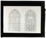Cathédrale Notre-Dame de Chartres (Eure-et-Loir), dessin de la partie supérieure de deux verrières représentant "La Vierge à l'enfant, Sainte-Anne et Marie".