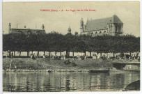 Vernon-Ville. La Plage, vue de l'Ile Corday.