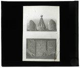 Cathédrale Notre-Dame de Chartres (Eure-et-Loir), détail de sculptures (mitres et livres).