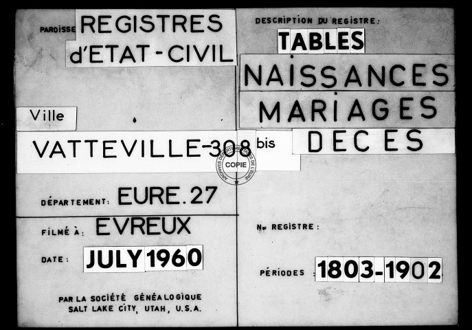 Tables (1803-1902)