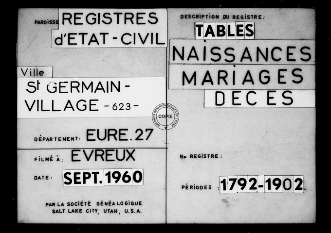 Tables (1792-1902)
