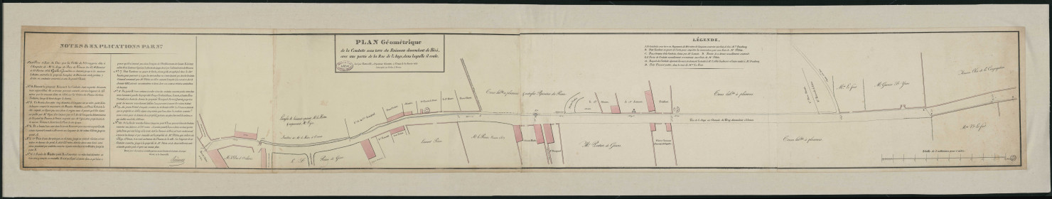 "Plan géométrique de la conduite sous terre du ruisseau descendant de Bizi, avec une partie de la rue de l'Ange dans laquelle il coule".