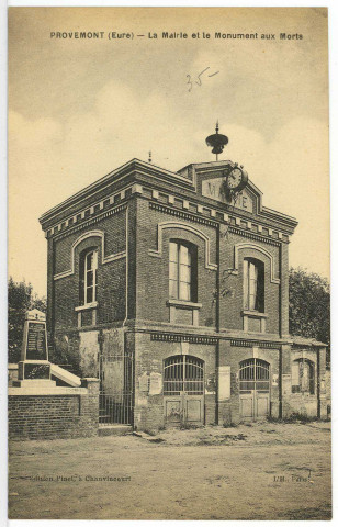 Provemont. La Mairie et le Monument aux Morts.