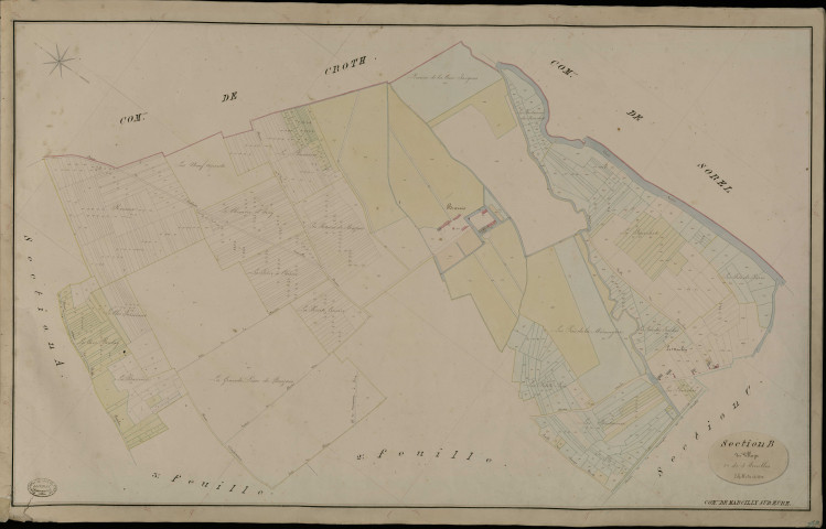 Marcilly-sur-Eure. Section B _ du Village _ 1re de 3 Feuilles