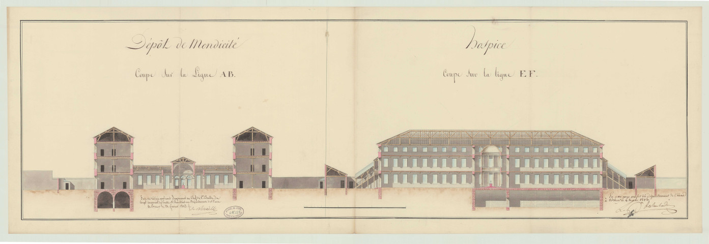 Evreux _Hospice rue Saint-Louis. Projet 2 _ " Dépôt de mendicité et l'hospice " .
