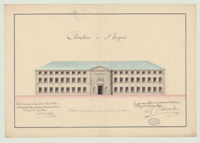 Evreux _Hospice rue Saint-Louis. Projet 2 _ " Dépôt de mendicité et l'hospice " .