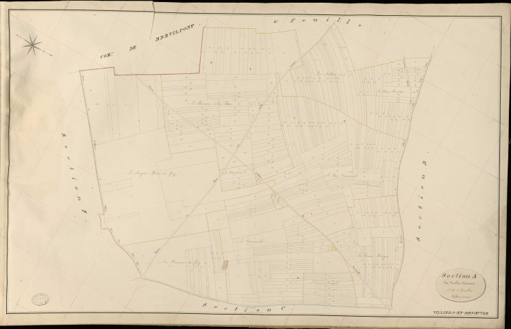 Villiers-en-Désœuvre. Section A _ des Vieilles Maisons _ 1re de 3 Feuilles