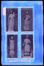 "L'Église Saint-Nicolas de Beaumont-le-Roger" du chanoine Bonnenfant, planche XXIX, saints-patrons des anciennes églises, Notre-Dame de Vieilles, Saint-Nicolas, Saint-Aubin et Saint-Léonard.