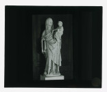 Statue en pierre du XIVe siècle représentant Sainte-Anne tenant la Vierge, dans l'église Notre-Dame d'Écouis (Eure)