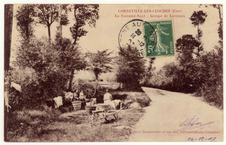 Corneville-sur-Risle. Fontaine Noyé-Groupe de Laveuses.