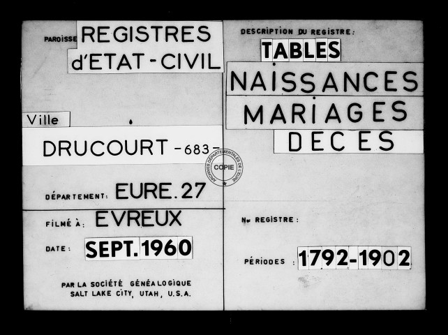 Tables (1792-1902)