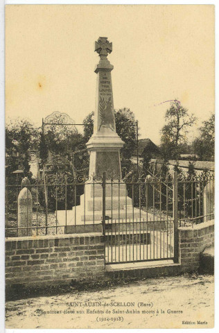 Saint-Aubin-de-Scellon. Monument élevé aux enfants de Saint-Aubin morts à la Guerre (1914-1918).