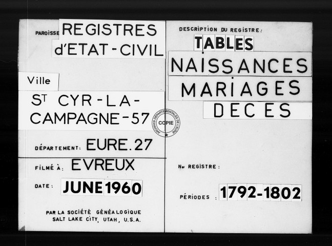 Tables (1792-1902)