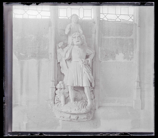 Statue de Saint-Christophe de l'église de Guiry-en-Vexin (Val-d'OIse).
