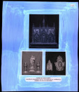 "Histoire générale du diocèse d'Évreux" du chanoine Bonnenfant tome I, planche XXV châsse de Saint-Taurin, calices et statuette de Notre-Dame de Grâce de la cathédrale et baisers de paix de Piencourt (Eure).