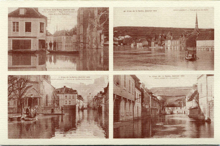 Andelys (Les). Crus de la Seine en Janvier 1910 (Quatre cartes).