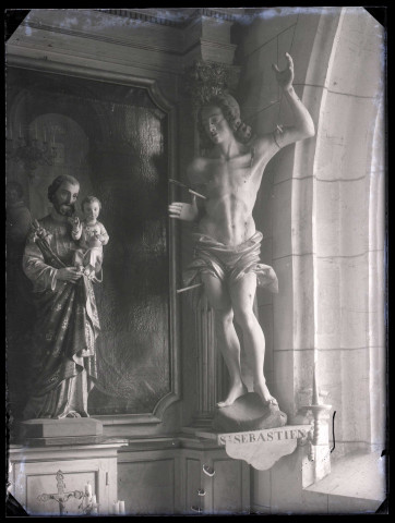 Église de Saint-Aubin-le-Vertueux (Eure), statue de Saint-Sébastien.