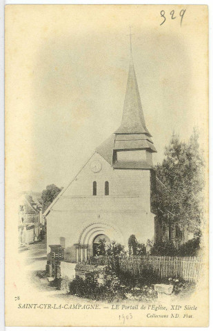 Saint-Cyr-la-Campagne. Le Portail de l'Eglise, XIIe siècle.