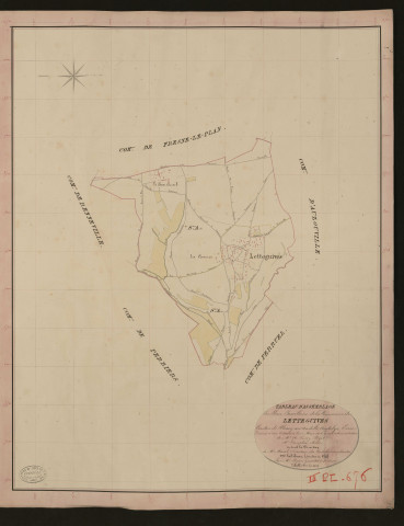 Letteguives. Tableau d'assemblage du Plan Parcellaire de la Commune de Letteguives. _ Canton de Fleury-sur-Andelle - Andelys - Eure. _ Terminé sur le terrain le 12 mars 1836, sous l'administration de M. A. Passy, Préfet - M. Templeu, Maire et sous la direction de M. Marel, Directeur des Contributions directes. _ M. Le Fébure, Géomètre en Chef. _ Par M. Pizier, Géomètre de 1re classe