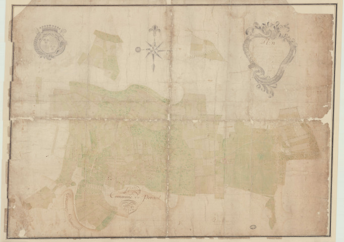 Perruel - "Plan géométrique du noble fief, terre et seigneurie du Mesnil-Amy, appartenant à Mrs les abbé, prieur et religieux de l'abbaye Nostre-Dame de L'Isle-Dieu. *
