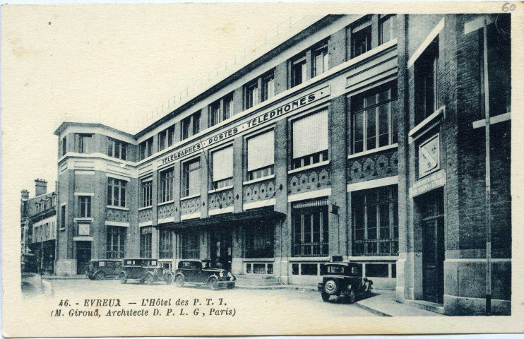Evreux-Ville. L'Hôtel des P.T.T. M Giroud Architecte.