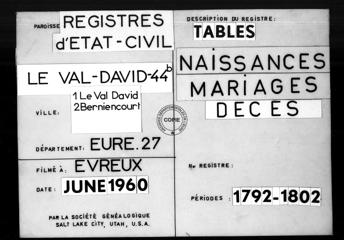 Tables (1792-1902)