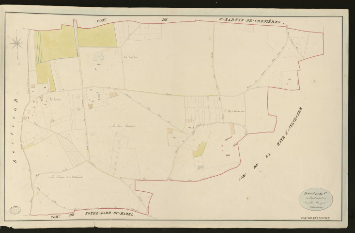 Mélicourt. Section C _ Du Chêne haute Acre _ Feuille unique _ Echelle de 1 à 2500