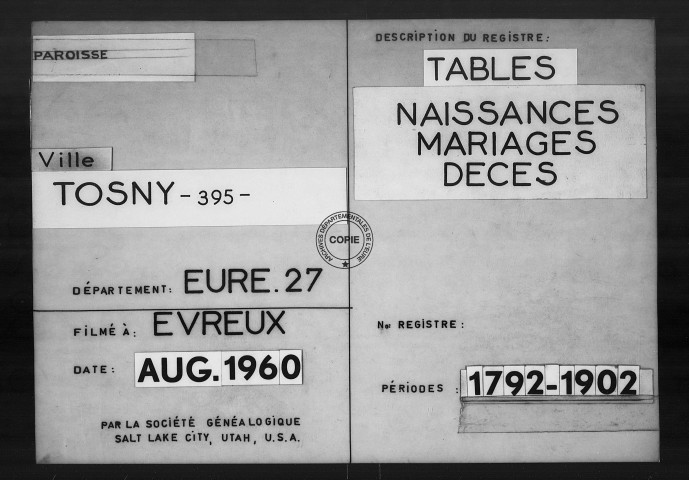 Tables (1792-1902)