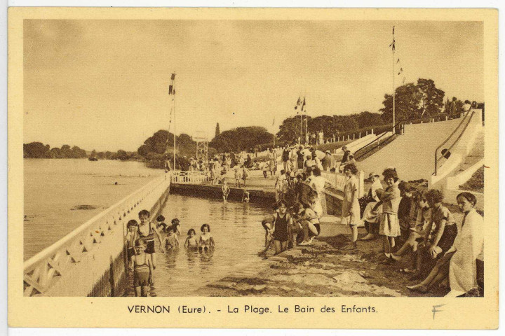 Vernon-Ville. La Plage. Le bain des Enfants.