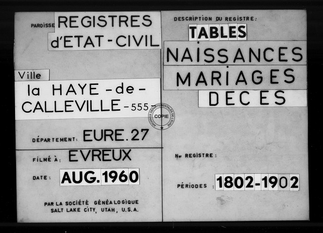 Tables (1802-1902)