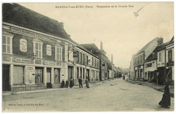 Marcilly-sur-Eure. Perspective de la Grande Rue.