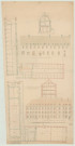 Evreux _Séminaire Saint-Taurin. _ "Plan, coupes (cotés et légendés) et élévations du Grand Séminaire d'Evreux."