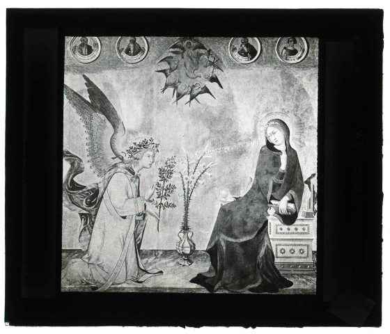 Musée des Offices de Florence (Italie), tableau de Lippo Memmi représentant l'Annonciation.