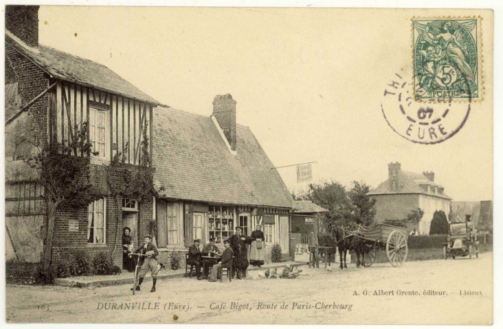 Duranville. Café Bigot, Route de Paris-Cherbourg.