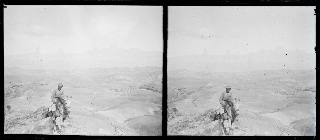 Vue générale des plaines désertiques prises du haut d'une montagne.