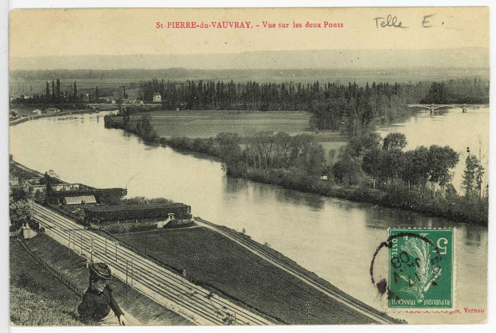 Saint-Pierre-du-Vauvray. Vue sur les Deux Ponts.