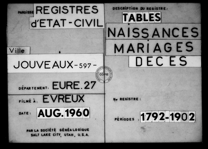 Tables (1792-1902)