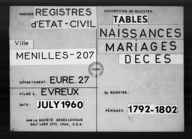 Tables (1792-1902)