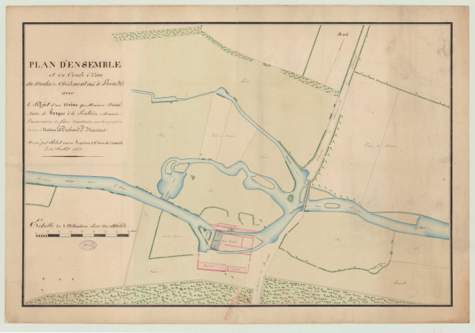 Bourth _"Plan d'ensemble et du cours d'eau du Moulin de Chéromont situé à Bourth, avec le projet d'une usine que Mr Duval, Maître de Forges à La Poultière demande l'autorisation de faire construire sur la propriété et au nom de Mme la duchesse d'Harcourt".